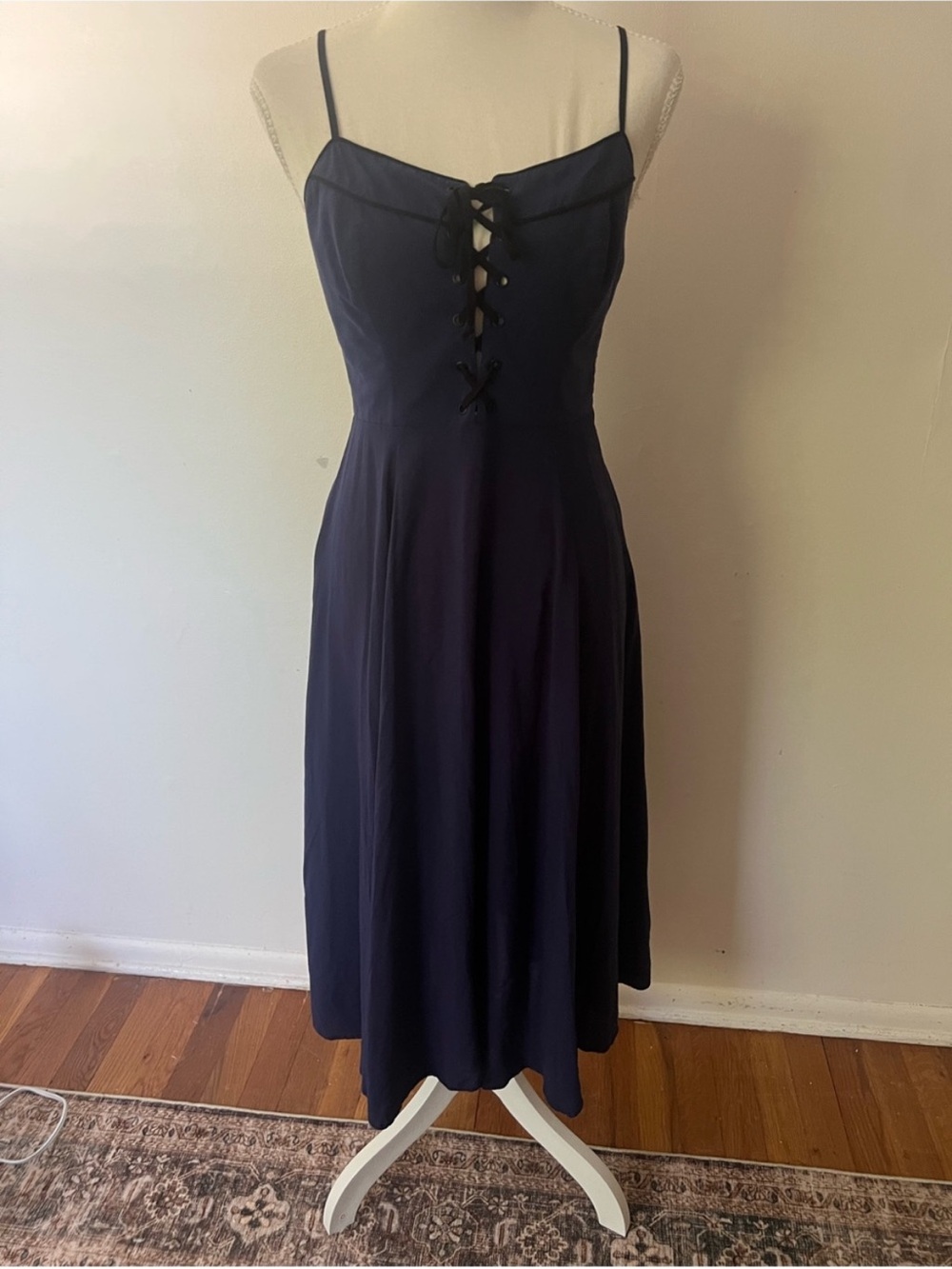 Cooperative Navy/black Womens size 4 lace up Whimsy goth fairy Midi Dress